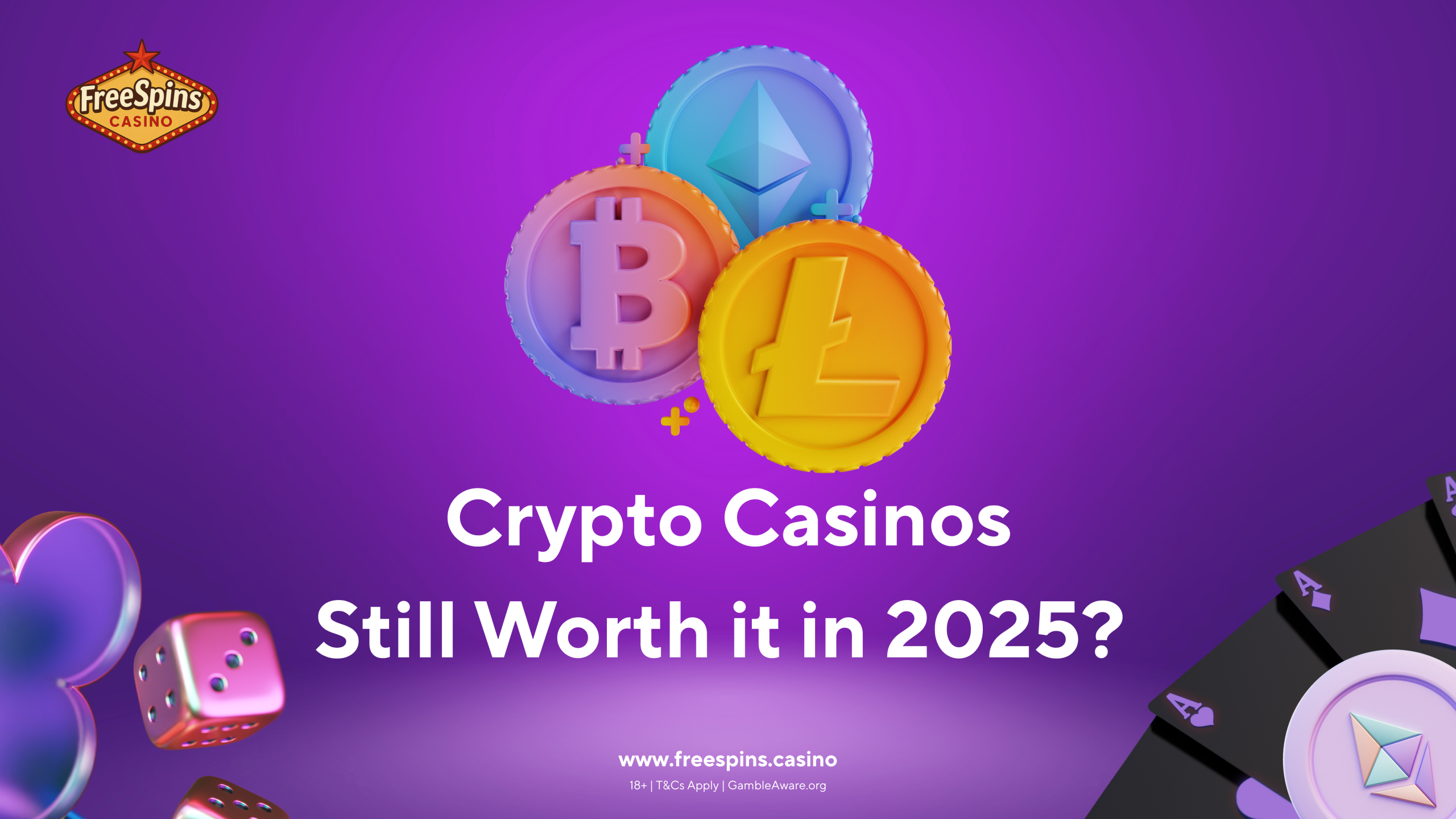 Crypto casinos in 2025 with Bitcoin and Ethereum symbols